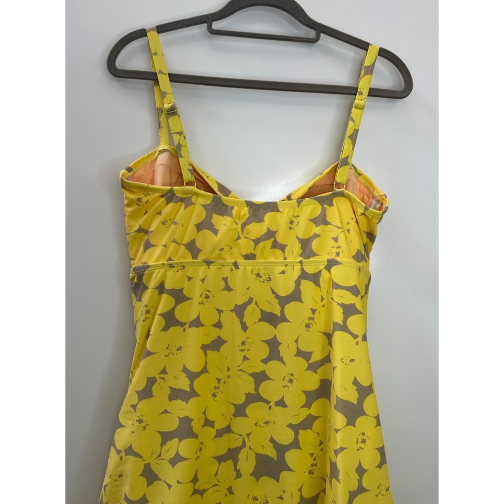 Shore Shapes Swimwear Yellow Floral Ruched Swim Dress Womens Size 14 Resort Vaca - Picture 8 of 16
